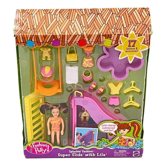 Vintage Polly  Pocket Splashin Fashion Super Slide with Lila 2002 New in Pak - Picture 1 of 4